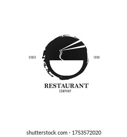 Illustration of chopstick noodles. Japanese cuisine vector logo design template. An abstract concept for an Asian food restaurant.