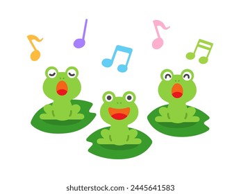 Illustration of a chorus of three frogs.