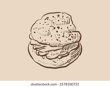 Illustration of an Choux Puff Dessert Hand drawn