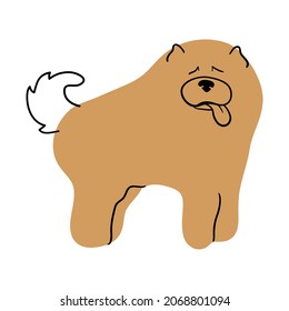 Illustration of a chow-chow dog in handdrawn style on a separate white background