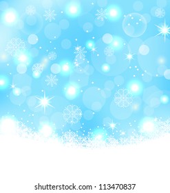 Illustration Christmas abstract background with snowflakes, stars - vector