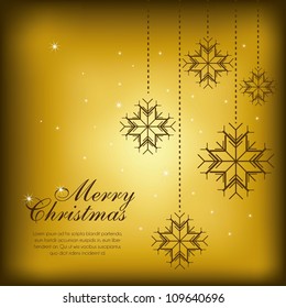 Illustration of Christmas abstract balls in golden background, vector illustration