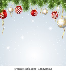 Illustration Christmas background with balls. Vector.
