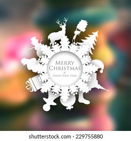 illustration of Christmas background with paper cutting decoration