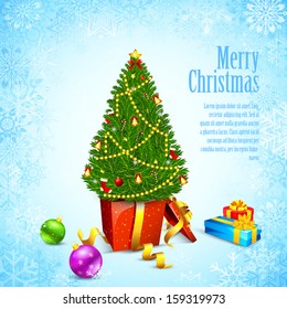 illustration of Christmas background with pine tree