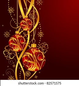 Illustration Christmas background with set balls - vector