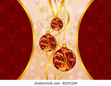 Illustration Christmas background with set balls - vector