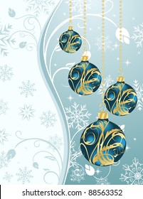 Illustration Christmas background with set balls - vector