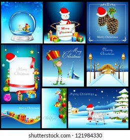 illustration of Christmas background template in different shape and size