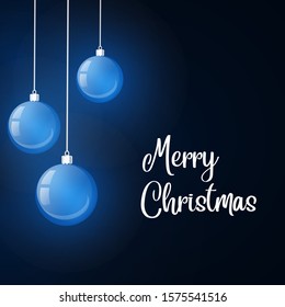 Illustration of Christmas Ball Decoration and Merry Christmas Greeting Card.