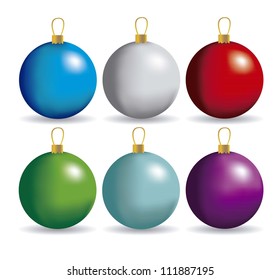 Illustration of Christmas balls and bright colors, vector illustration
