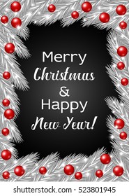Illustration of Christmas black background with white Xmas Tree
