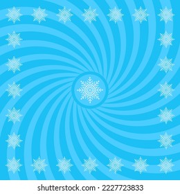 Illustration von hellblauem Hintergrund mit Rochen und Schneeflocken.