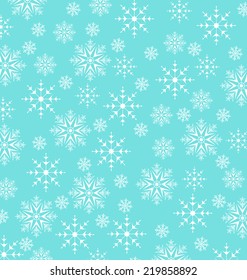 Illustration Christmas blue wallpaper, snowflakes texture - vector