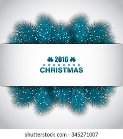 Illustration Christmas Border with Blue Fir Branches - Vector