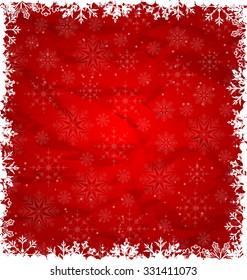 Illustration Christmas Border Made in Snowflakes, Crumpled Paper Texture - vector