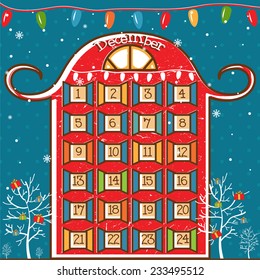 Illustration of a Christmas calendar. vector