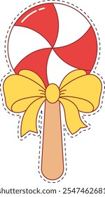 Illustration of a Christmas  candy Sticker style