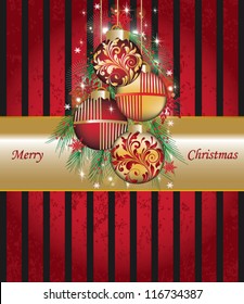 Illustration Christmas card or background with set balls - vector