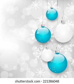 Illustration Christmas card with colorful balls and copy space for your text - vector