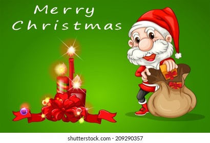 Illustration of a christmas card with santa