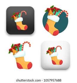 Illustration of Christmas card with christmas stocking icon