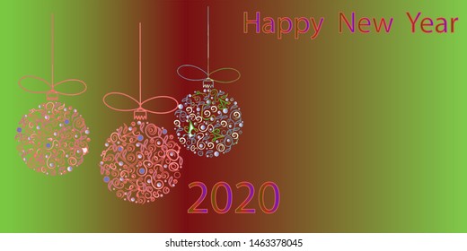 Illustration of a Christmas card.Bright festive new year design.The best option for your business.New year 2020.Vector graphics.