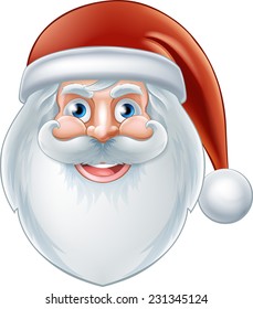 An Illustration Of A Christmas Cartoon Happy Santa Face