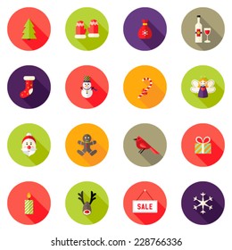 Illustration of Christmas Circle Flat Icons Set 4