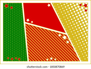 illustration of Christmas colored Comic strip and shining stars     layout frame