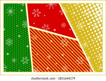 Illustration von weihnachtlichen Comic-Streifen und Schneekristallen     Layoutbild