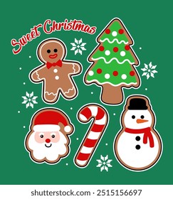 ILLUSTRATION OF CHRISTMAS COOKIES AND SWEET CHRISTMAS TEXT