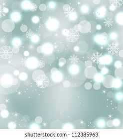 Illustration Christmas cute wallpaper with sparkle, snowflakes, stars - vector