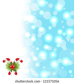 Illustration Christmas cute wallpaper with sparkle, snowflakes, sweet cane - vector