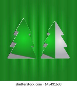 Illustration Christmas cutout paper tree, minimal background - vector
