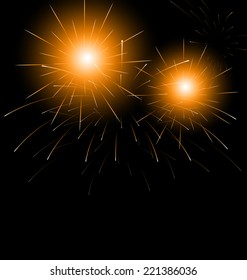 Illustration Christmas dark background with fireworks - vector
