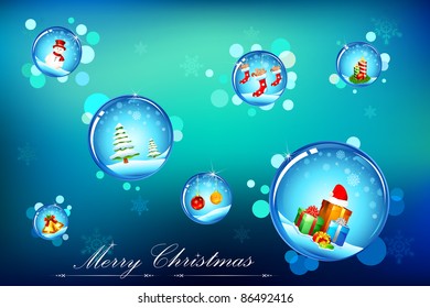 illustration of christmas decoration element in water bubble