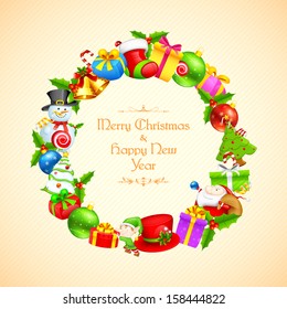 illustration of Christmas decoration with gift and bell