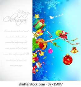 illustration of christmas decoration with gift box and santa