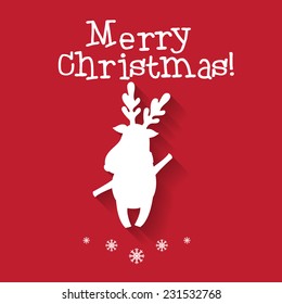 Illustration Christmas with deer. Vector