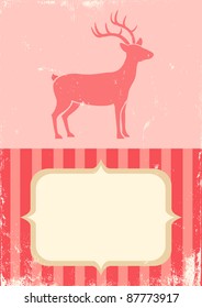 Illustration of Christmas deer in vintage style