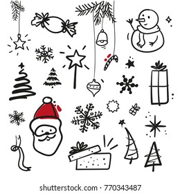 Illustration of Christmas doodle elements