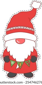 Illustration of a Christmas Dwarf Sticker style