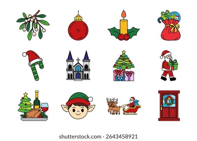 illustration of christmas festival items collection