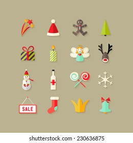 Illustration of Christmas Flat Icons Set 3