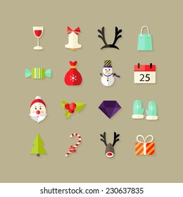 Illustration of Christmas Flat Icons Set 2