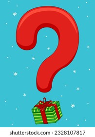 Illustration of Christmas Gift as Part of Big Question Mark