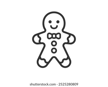 Illustration of a Christmas ginger cookie icon (line drawing).