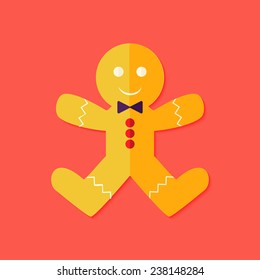 Illustration of Christmas Gingerbread Man Flat Icon