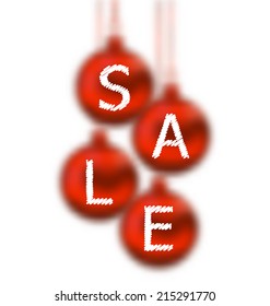 Illustration Christmas glassy balls with lettering sale - vector